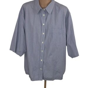 St Johns Bay‎ Shirt Womens 22W Blue Gingham Button Front Cotton Cottagecore Top